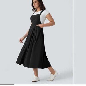 Halara Black Flowy Overall Maxi Dress (Size L)